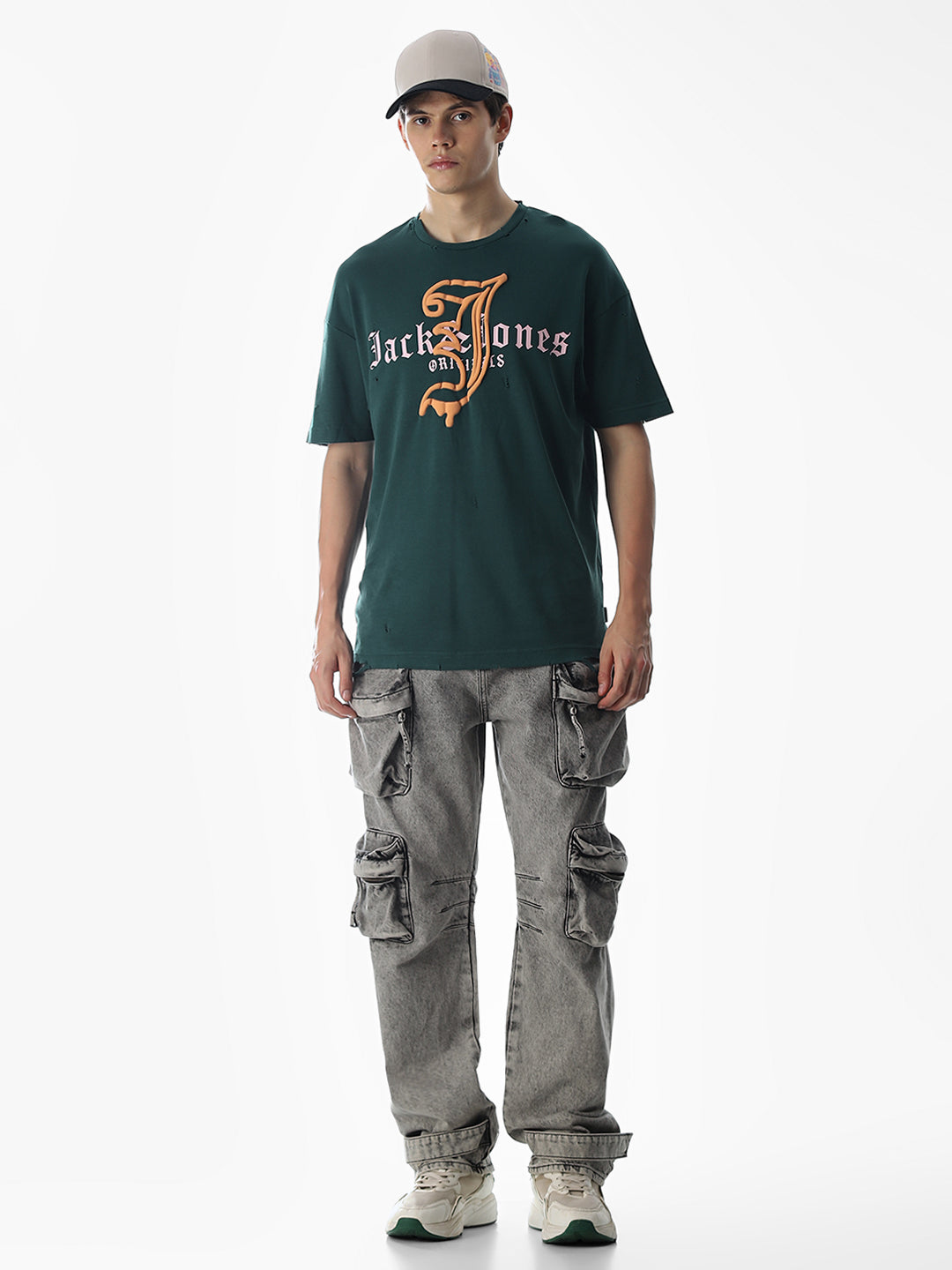 Green Logo Print Boxy Fit T-shirt