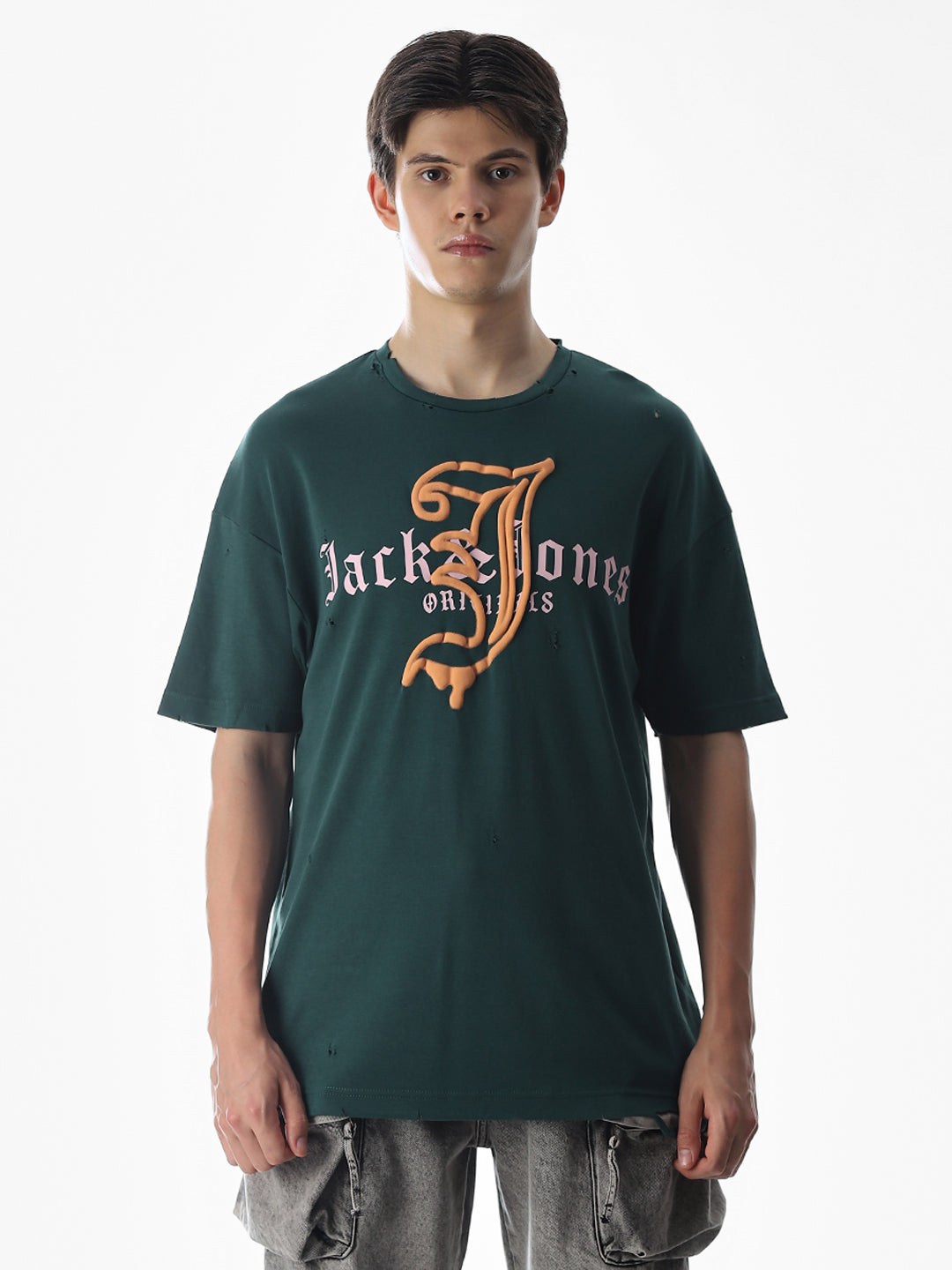 Green Logo Print Boxy Fit T-shirt
