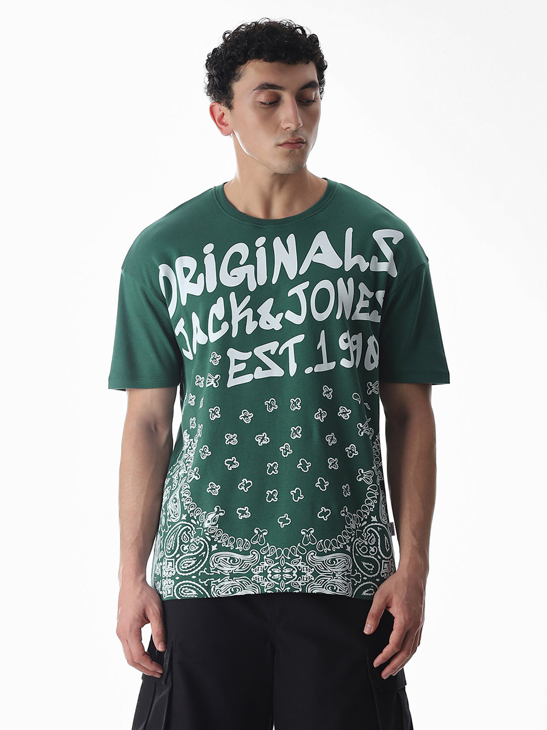 Green Logo Print Boxy Fit T-shirt