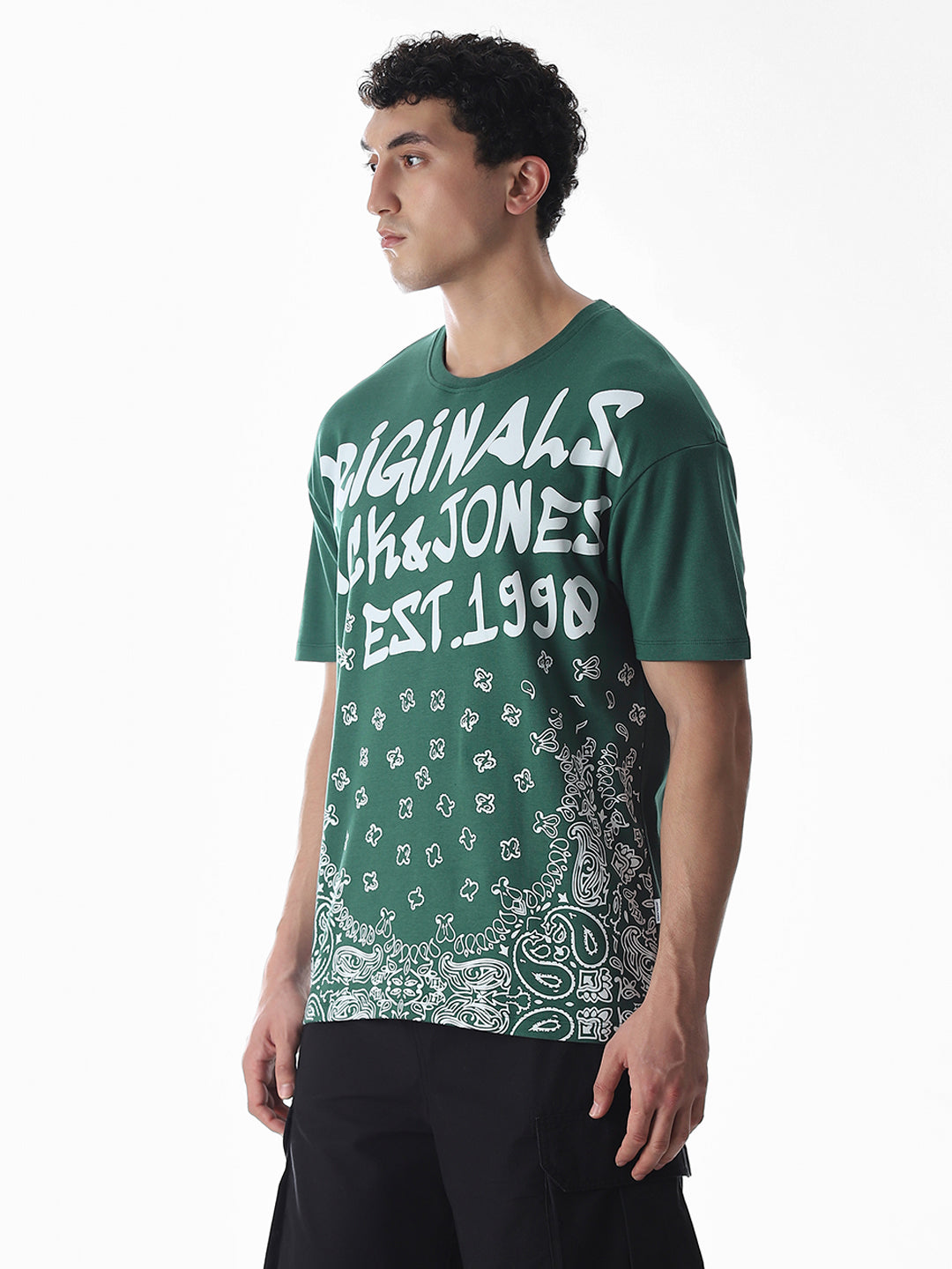Green Logo Print Boxy Fit T-shirt