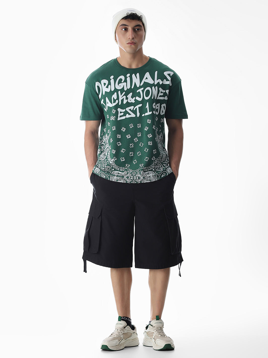 Green Logo Print Boxy Fit T-shirt