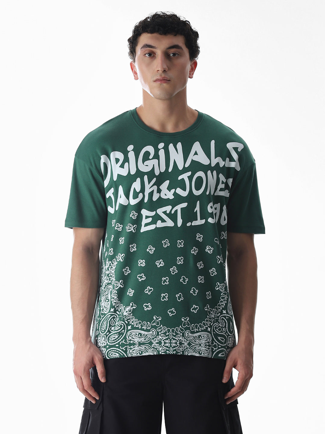 Green Logo Print Boxy Fit T-shirt