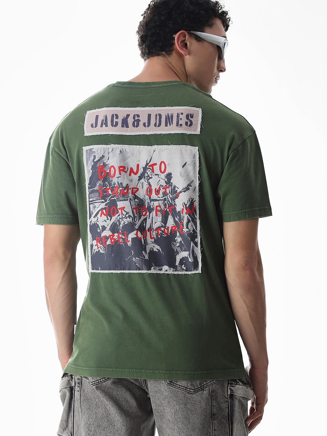Green Slogan Print Boxy Fit T-shirt