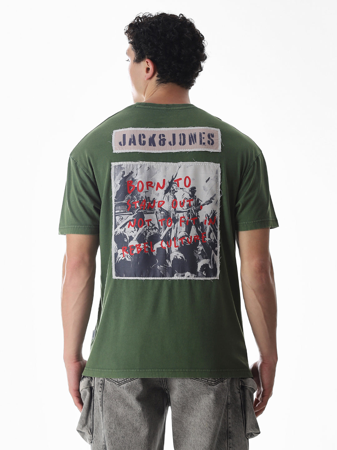 Green Slogan Print Boxy Fit T-shirt