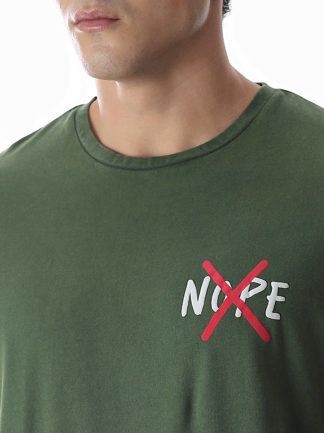 Green Slogan Print Boxy Fit T-shirt