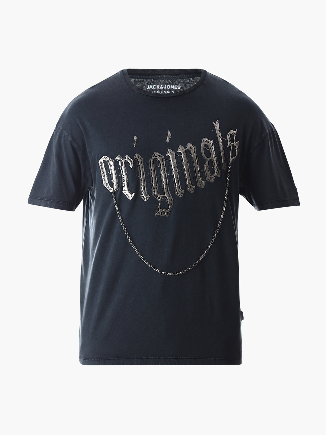 Blue Chain Detail Cotton T-shirt