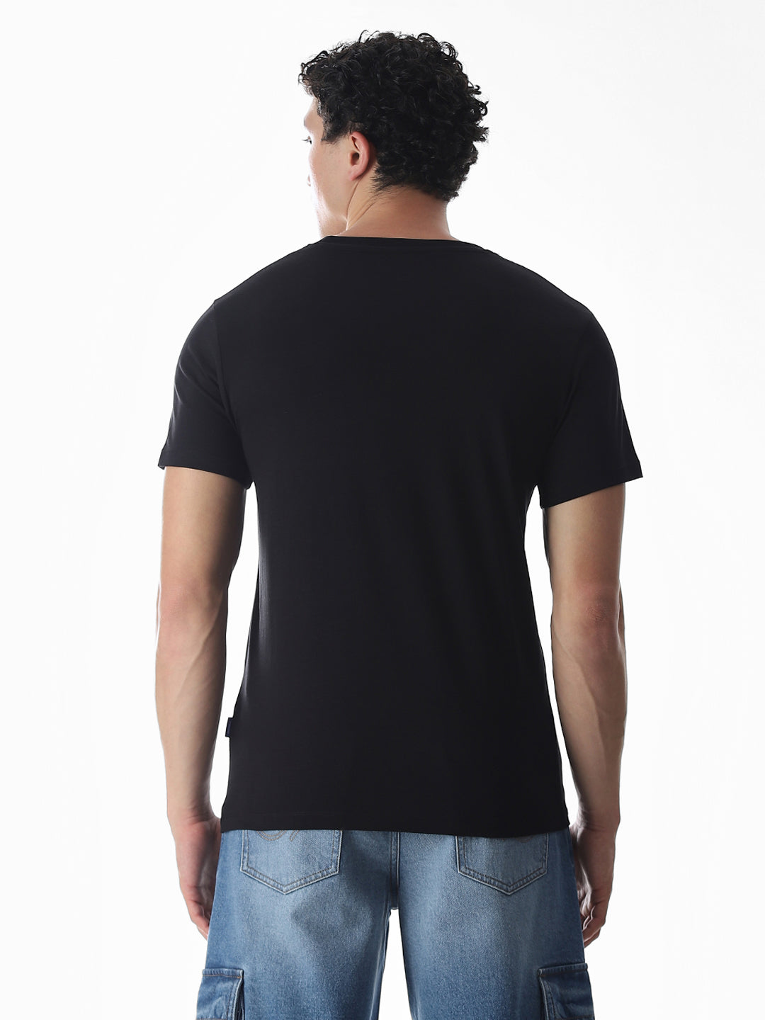 Black Printed Cotton T-shirt