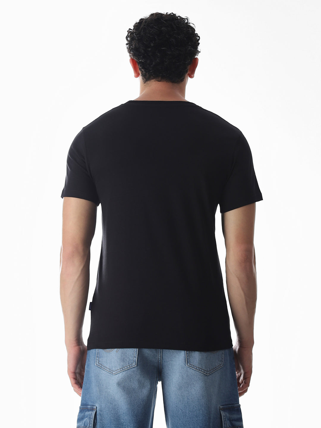 Black Printed Cotton T-shirt