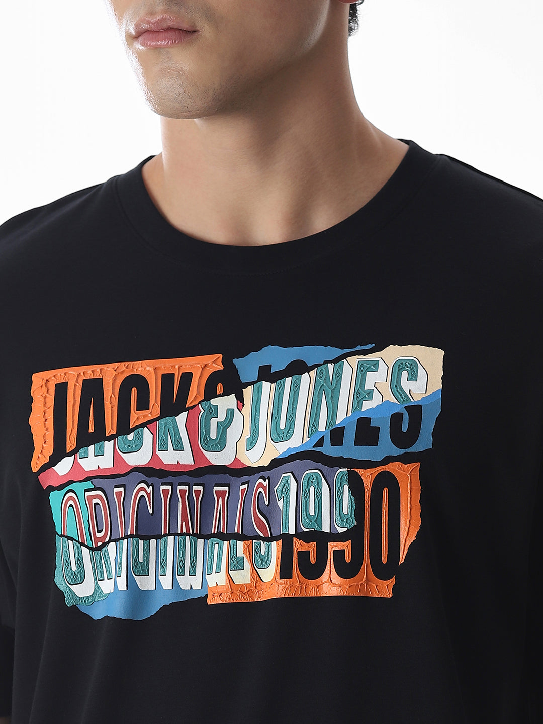 Black Logo Print Boxy Fit T-shirt