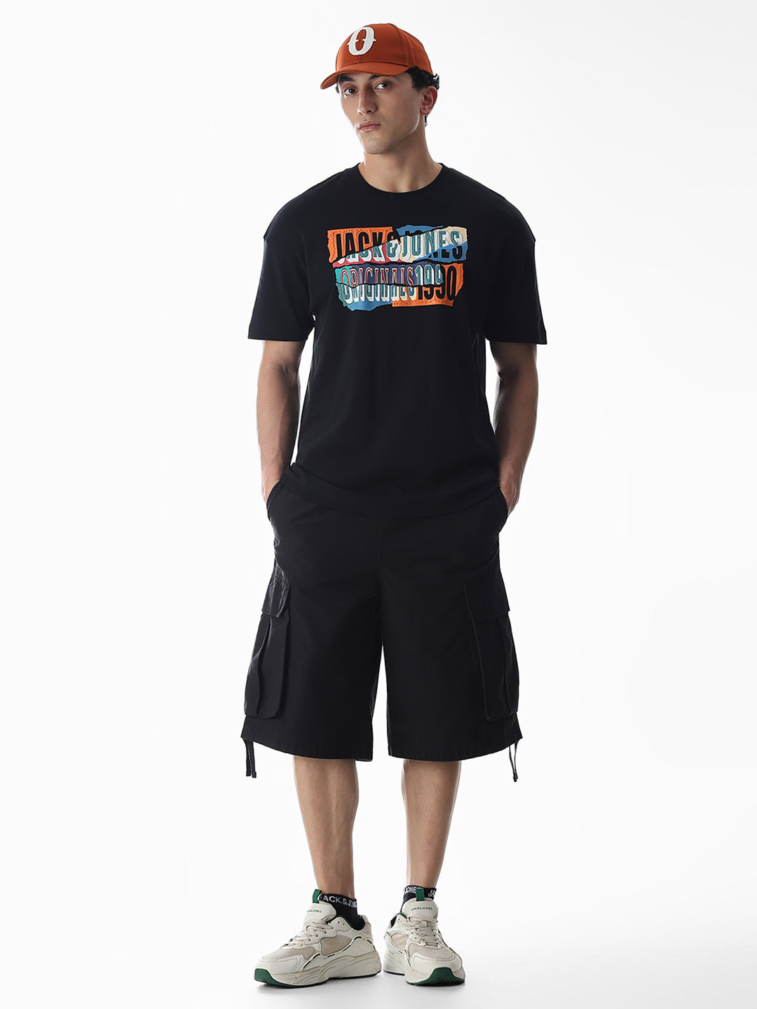 Black Logo Print Boxy Fit T-shirt