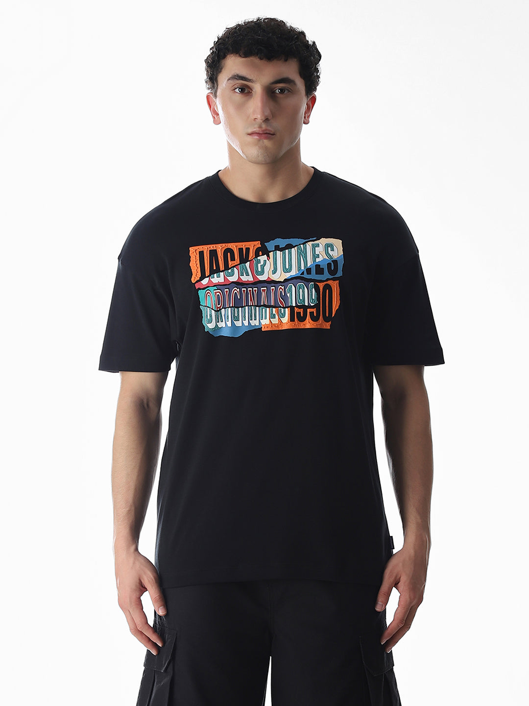 Black Logo Print Boxy Fit T-shirt