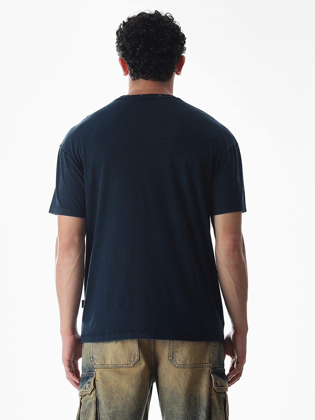 Blue Embellished Collar T-shirt