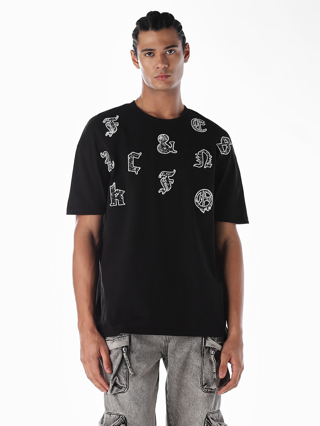 Embroidered Print Oversized T-shirt