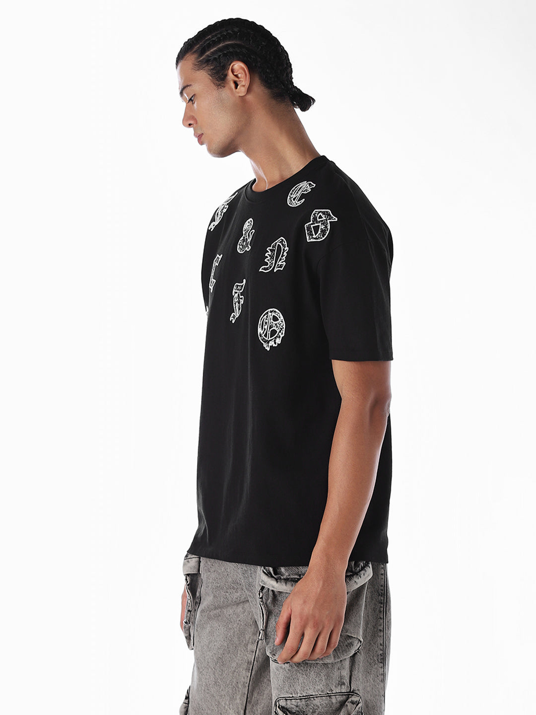 Embroidered Print Oversized T-shirt