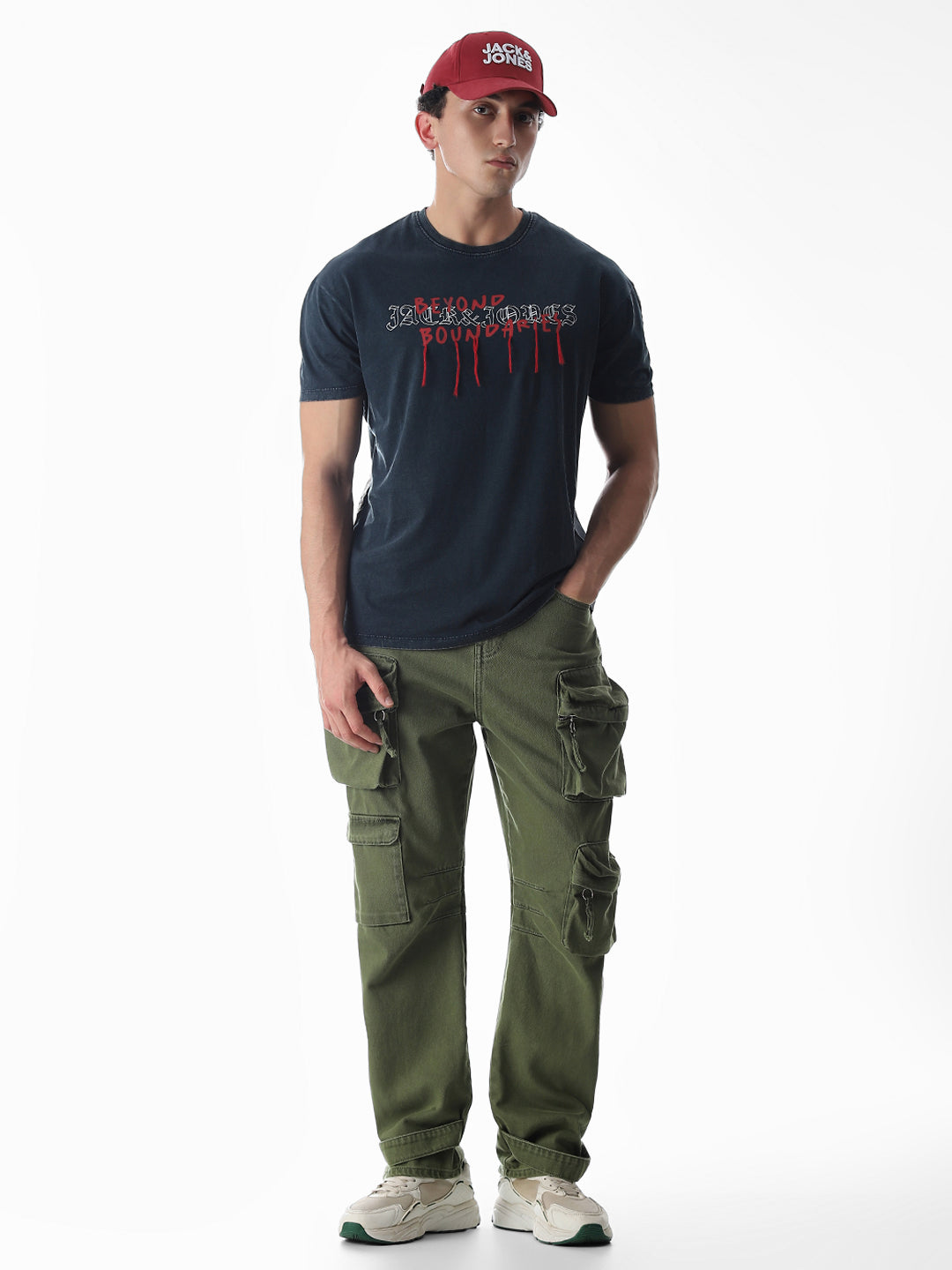 Blue Logo Text Boxy Fit T-shirt