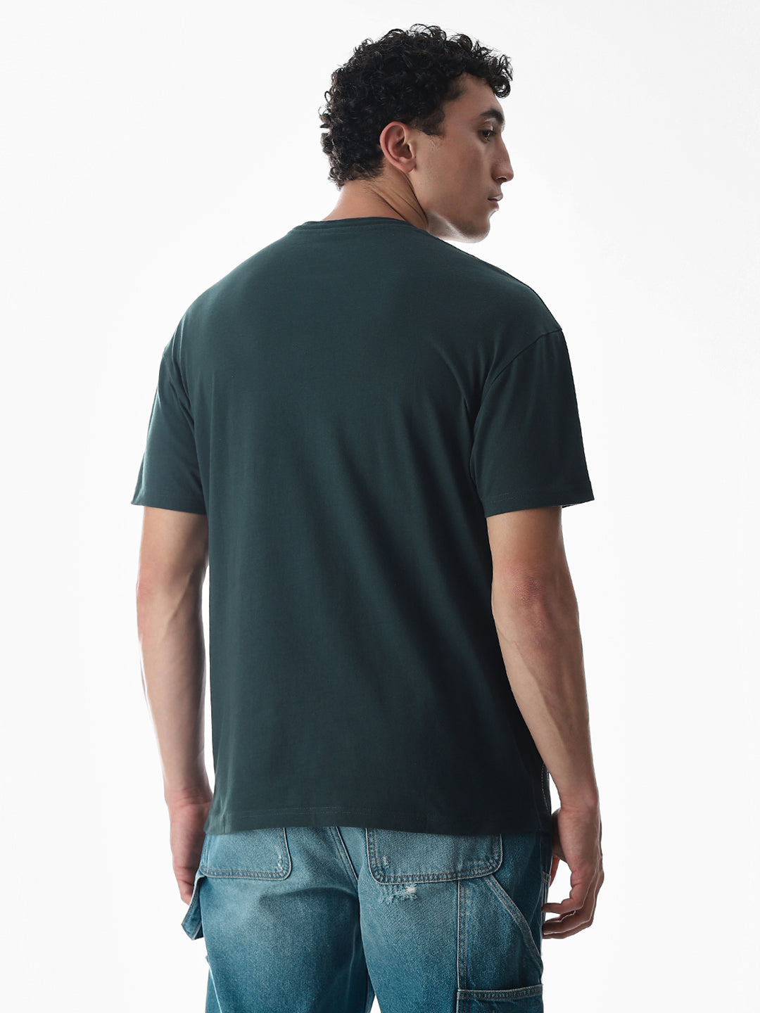 Green Embroidered Print Cotton T-shirt