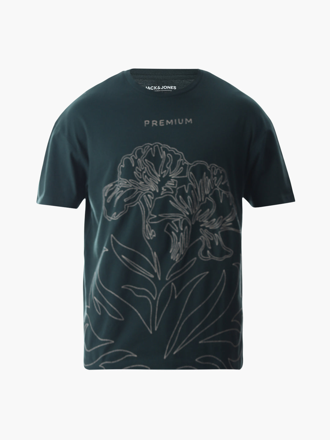 Green Embroidered Print Cotton T-shirt