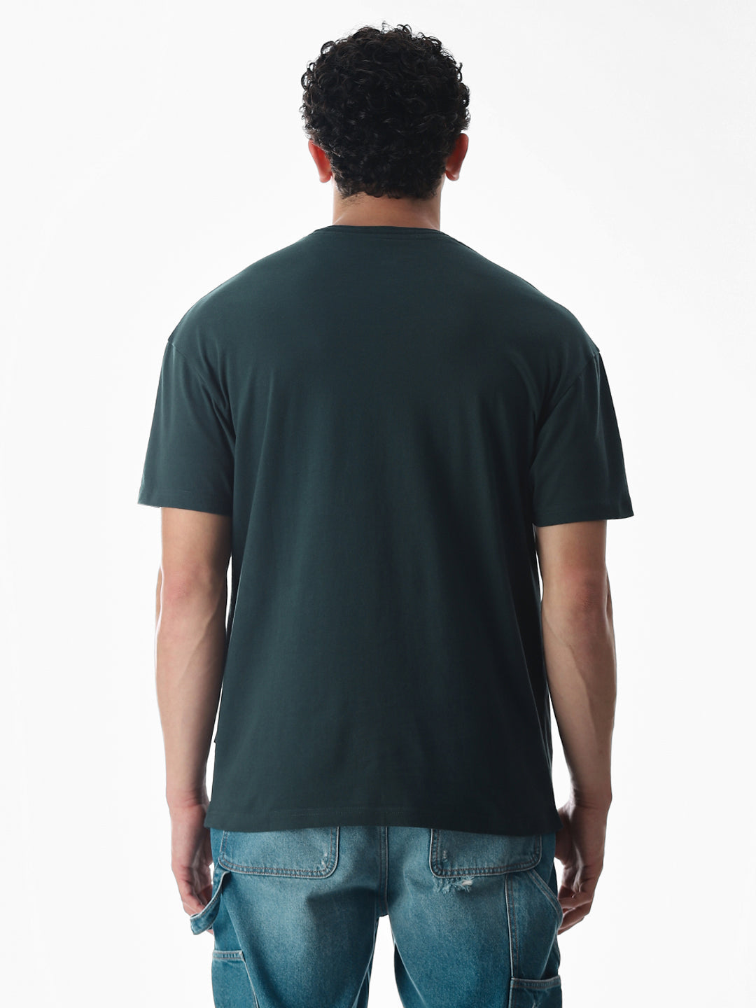 Green Embroidered Print Cotton T-shirt