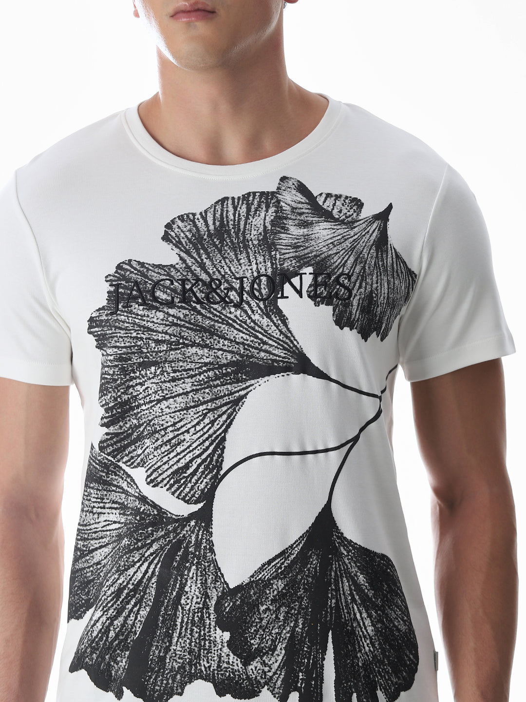 White Embroidered Print T-Shirt