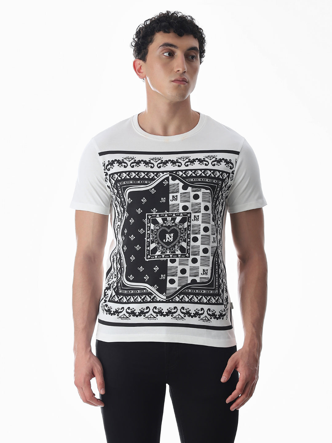 White Printed Cotton T-shirt