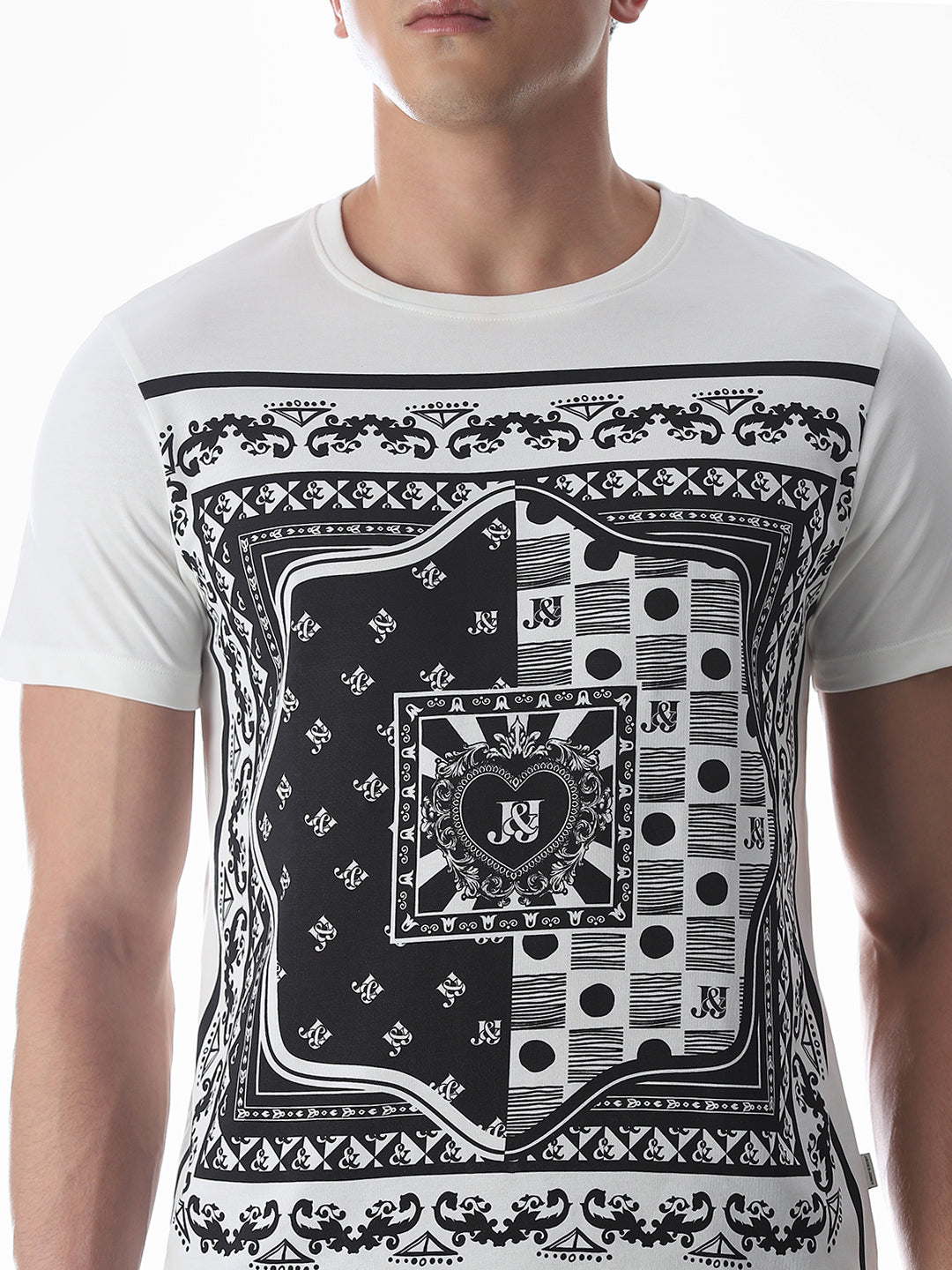 White Printed Cotton T-shirt