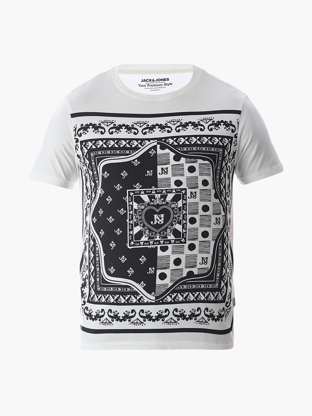 White Printed Cotton T-shirt