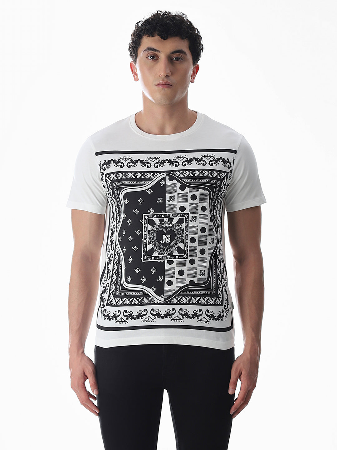 White Printed Cotton T-shirt