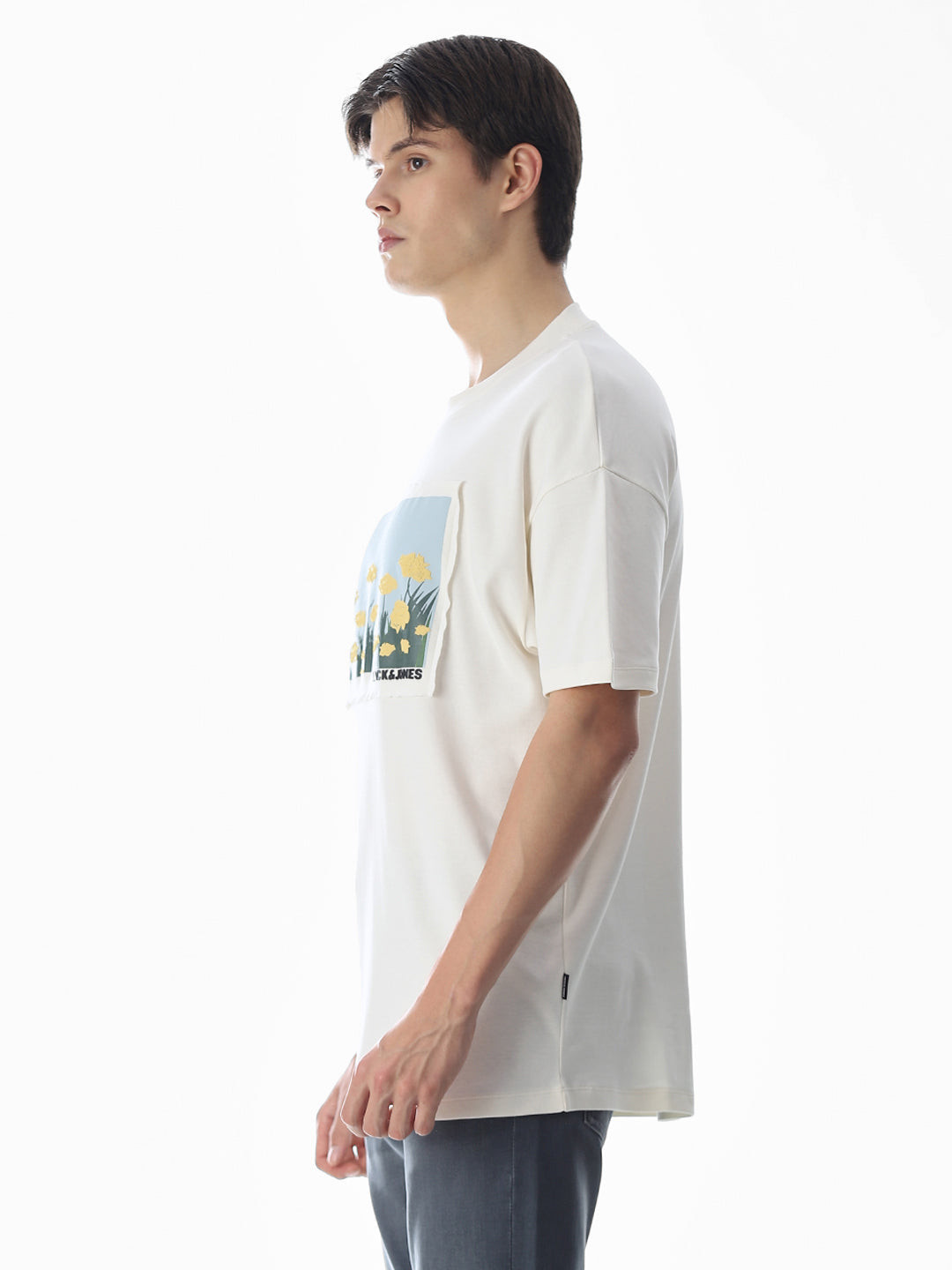 White Graphic Print Cotton T-shirt