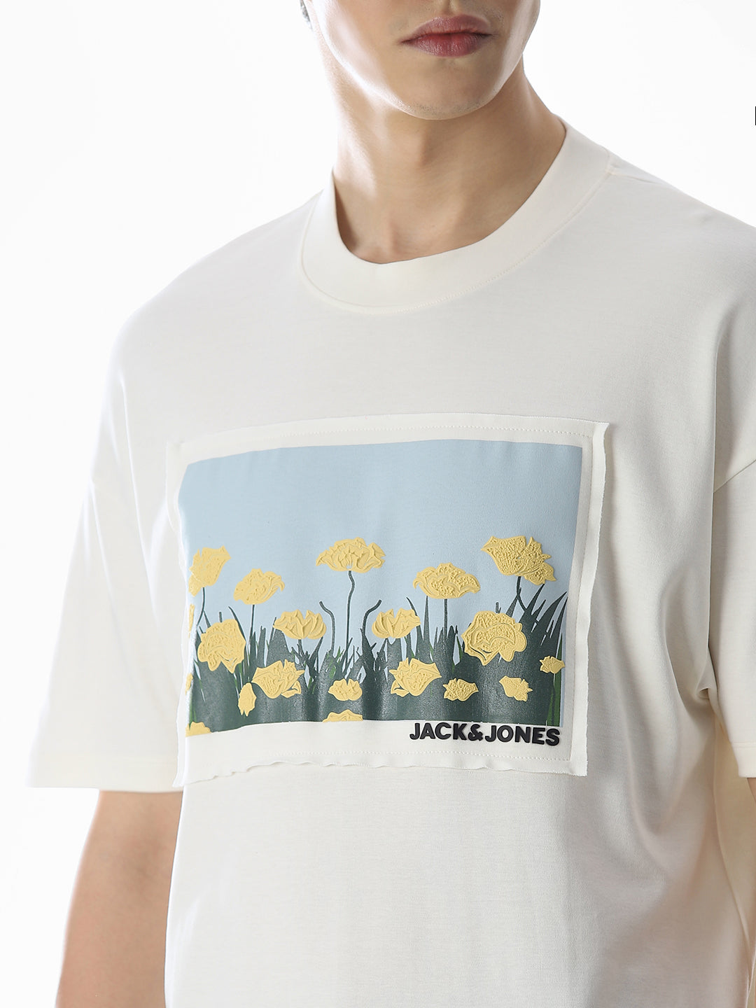 White Graphic Print Cotton T-shirt