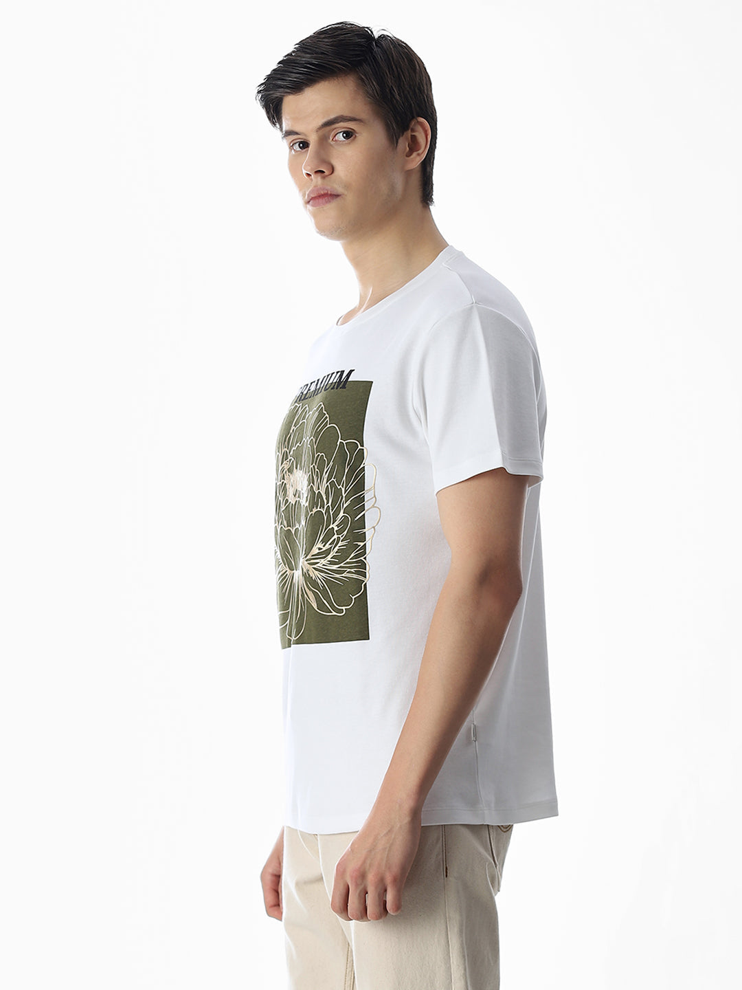 White Printed Crew Neck T-shirt