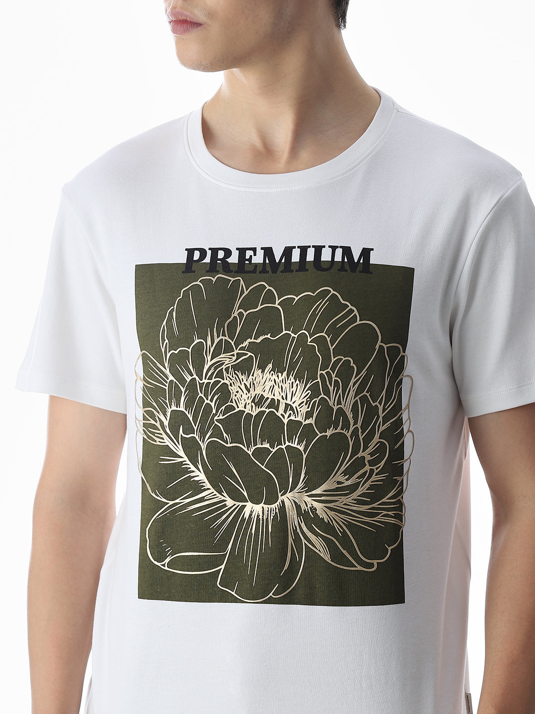 White Printed Crew Neck T-shirt