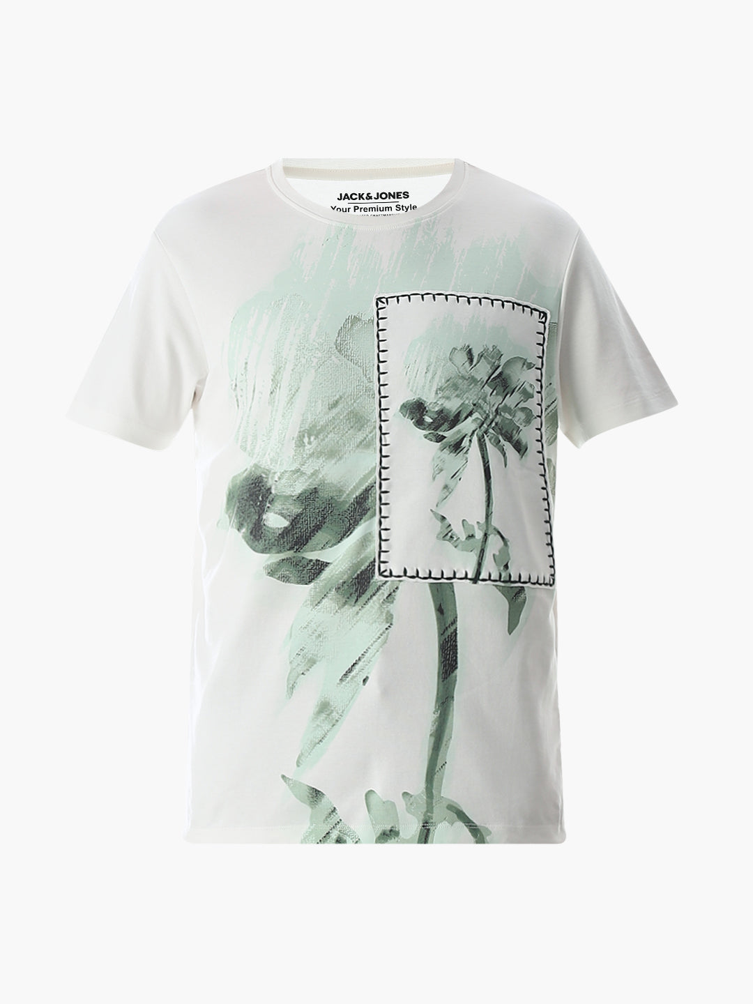 White Applique Patchwork T-Shirt