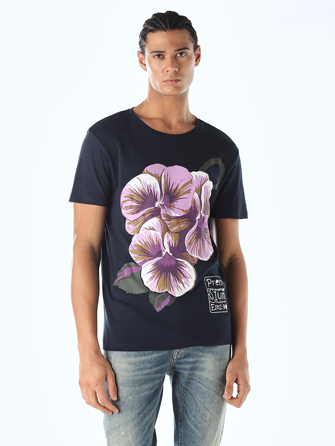 Navy Blue Printed T-shirt