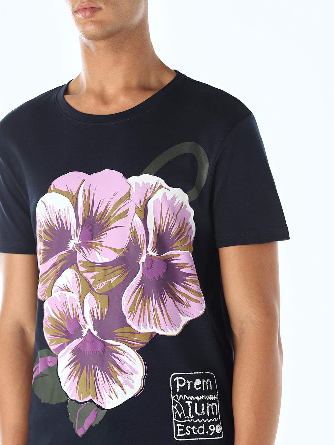 Navy Blue Printed T-shirt