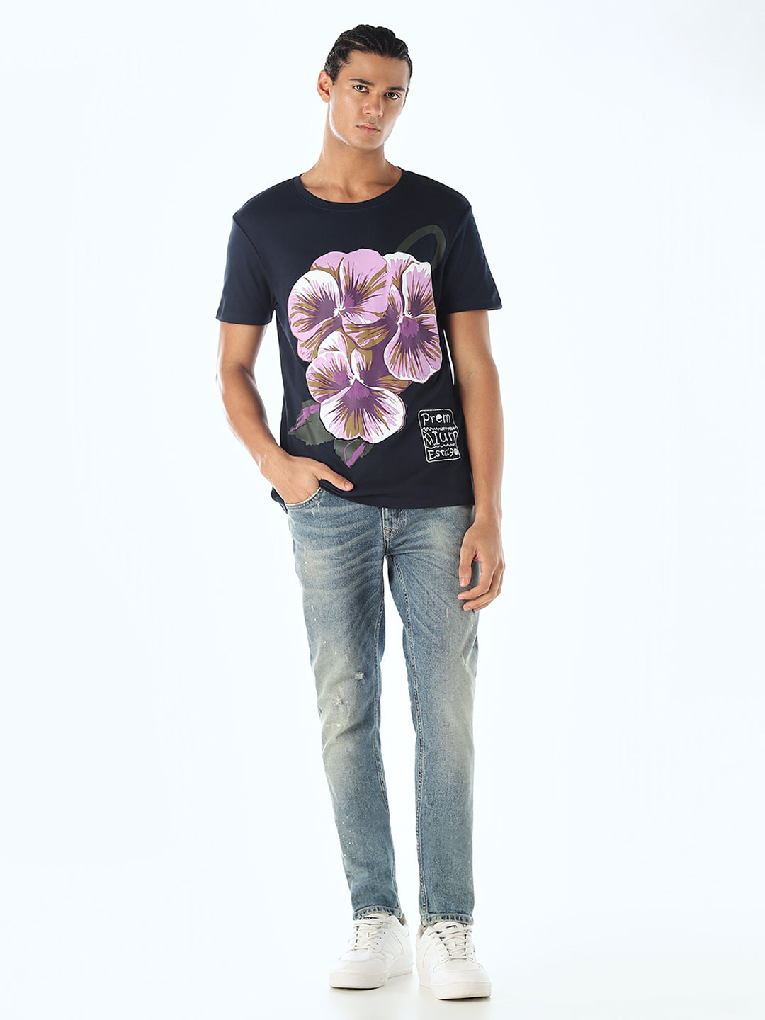 Navy Blue Printed T-shirt