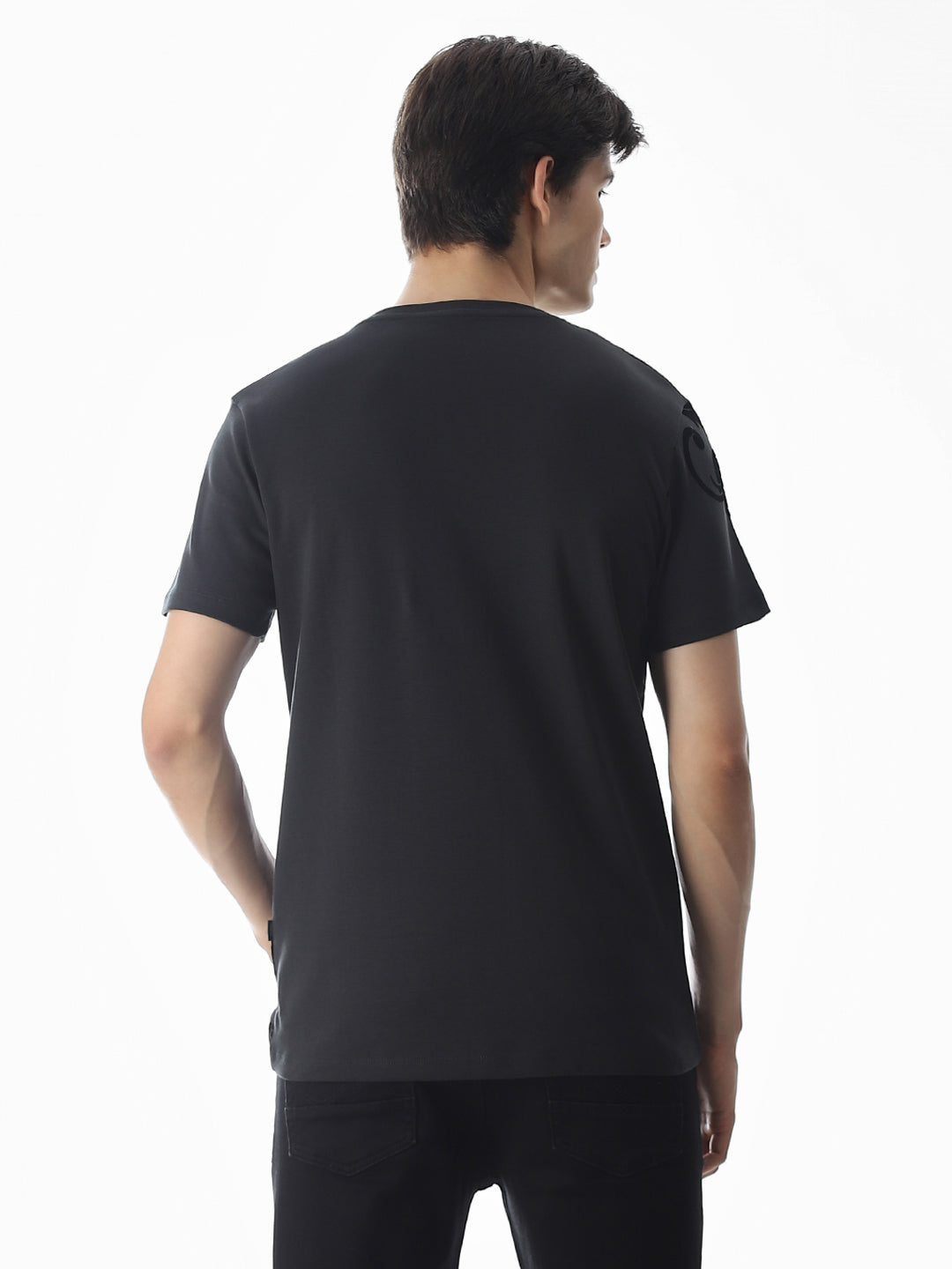 Black Printed Cotton T-shirt