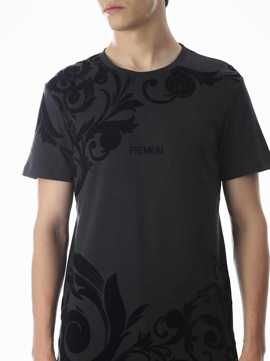 Black Printed Cotton T-shirt