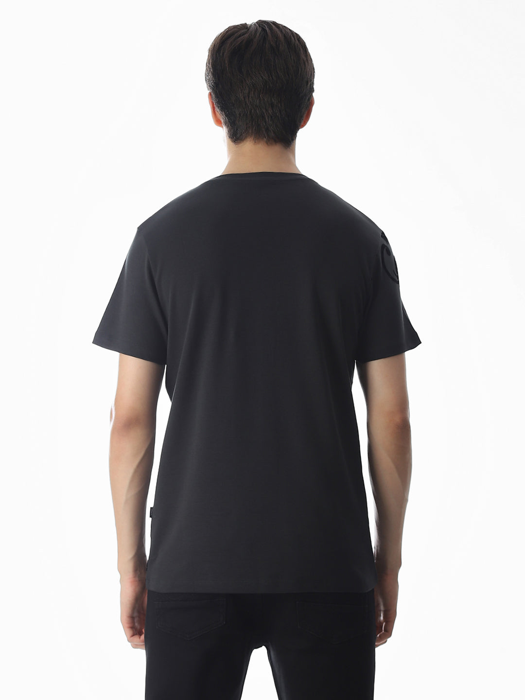 Black Printed Cotton T-shirt