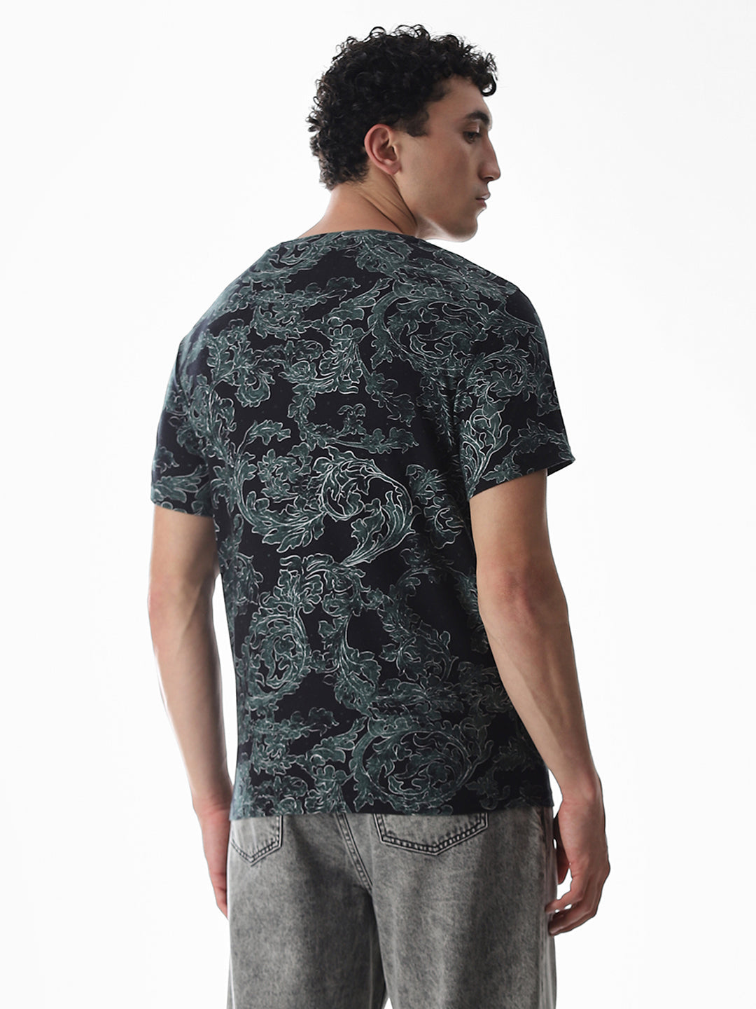 Black Printed Cotton T-shirt