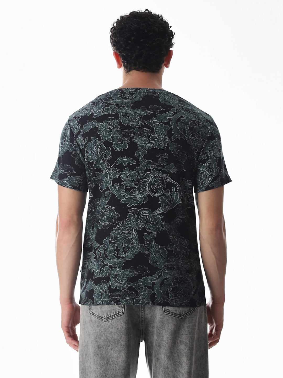Black Printed Cotton T-shirt