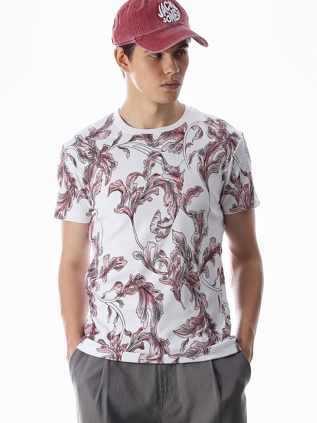 White Printed Cotton T-shirt