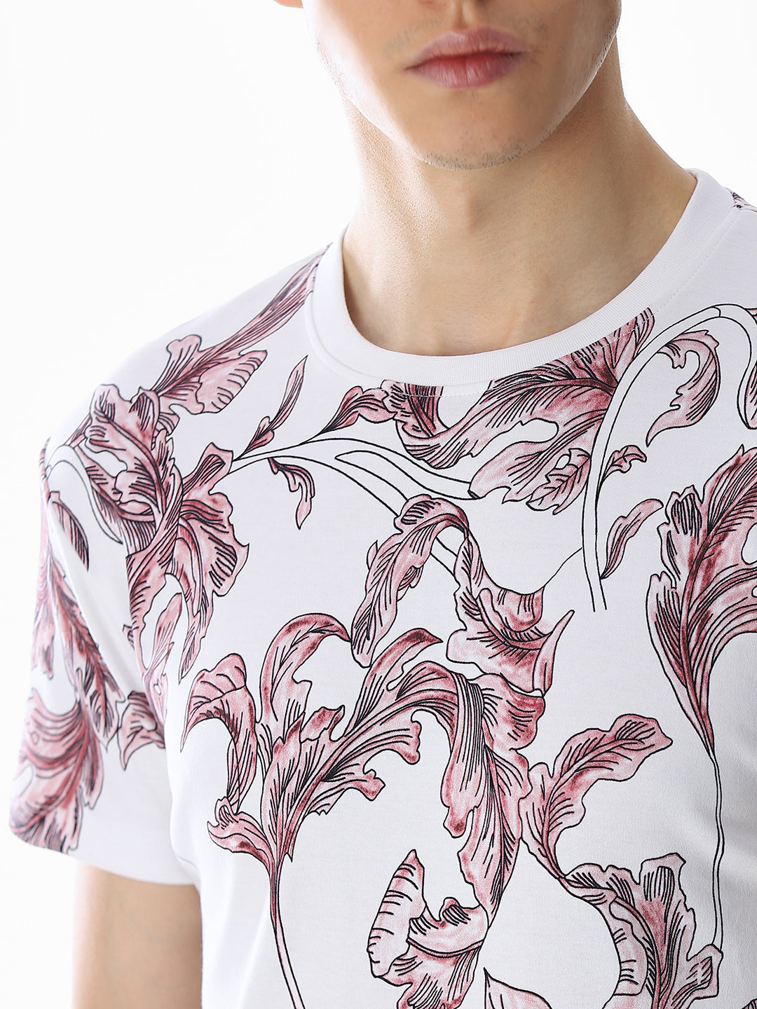 White Printed Cotton T-shirt
