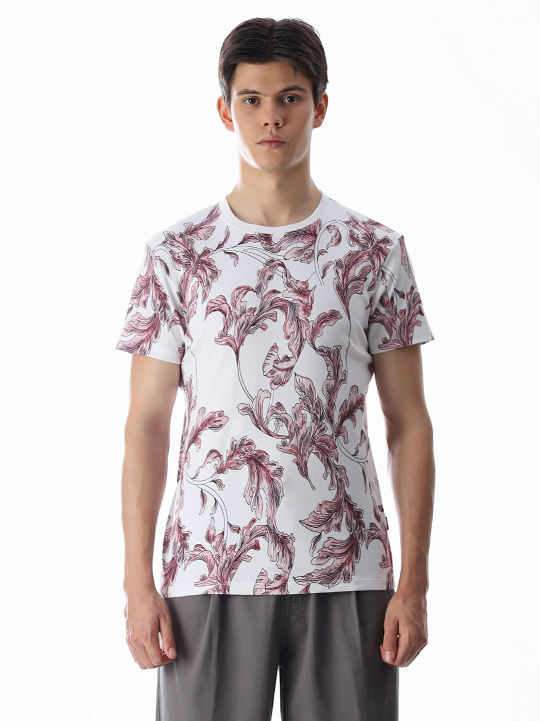 White Printed Cotton T-shirt