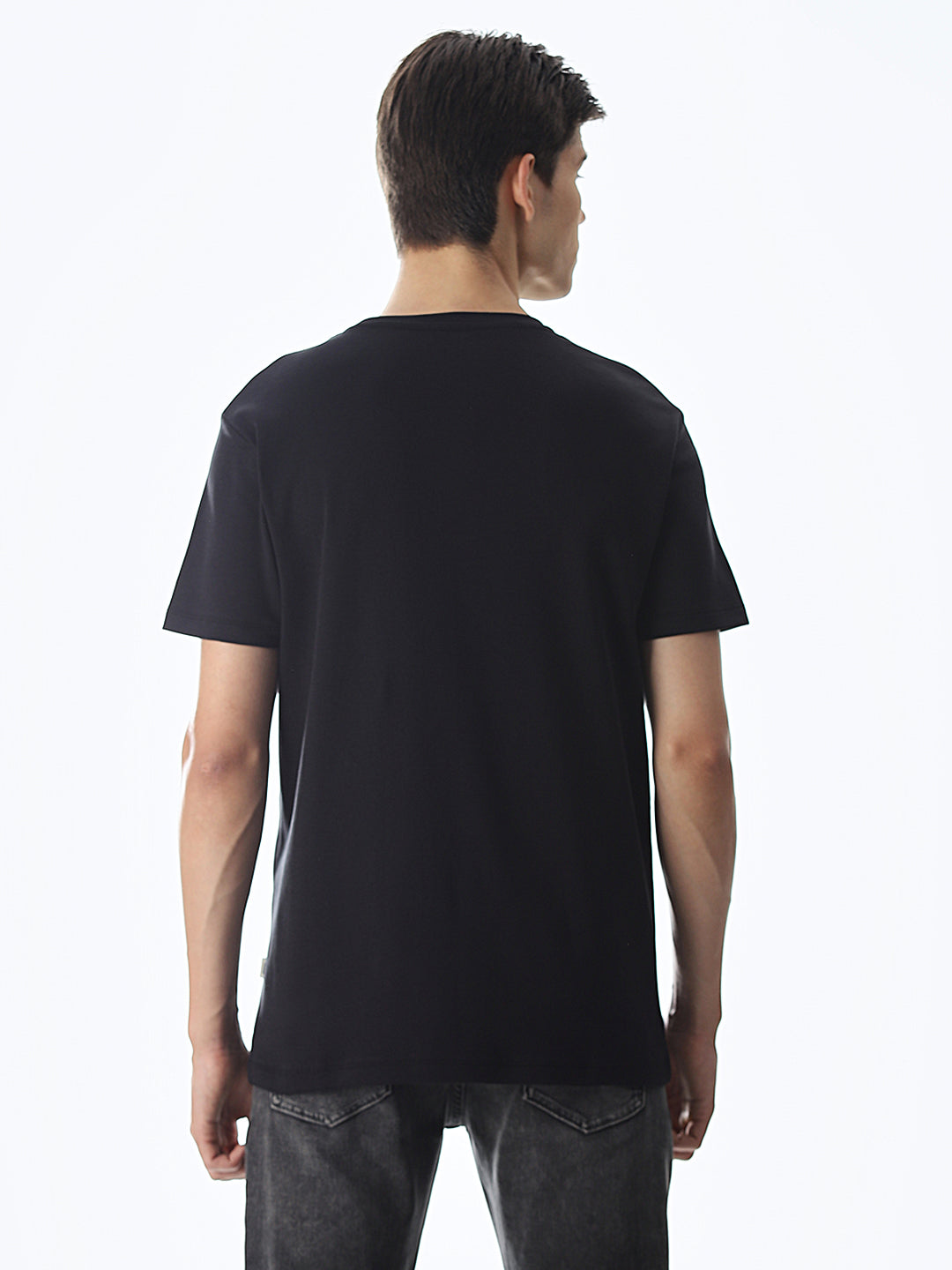 Black Applique Patchwork T-shirt