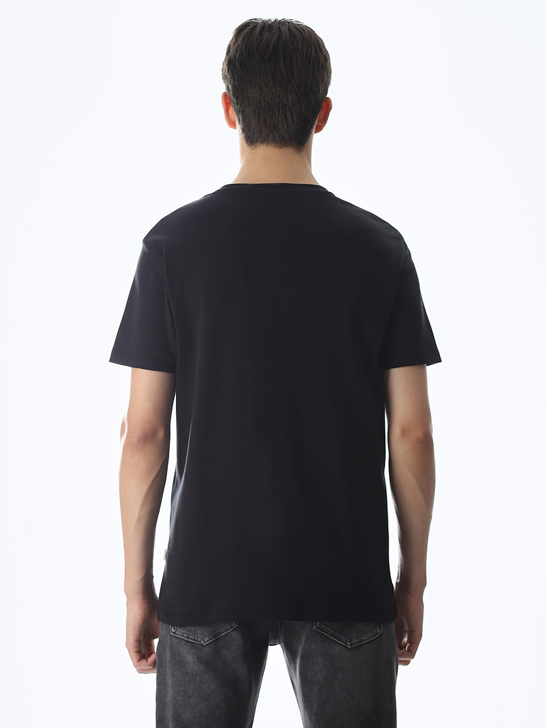 Black Applique Patchwork T-shirt