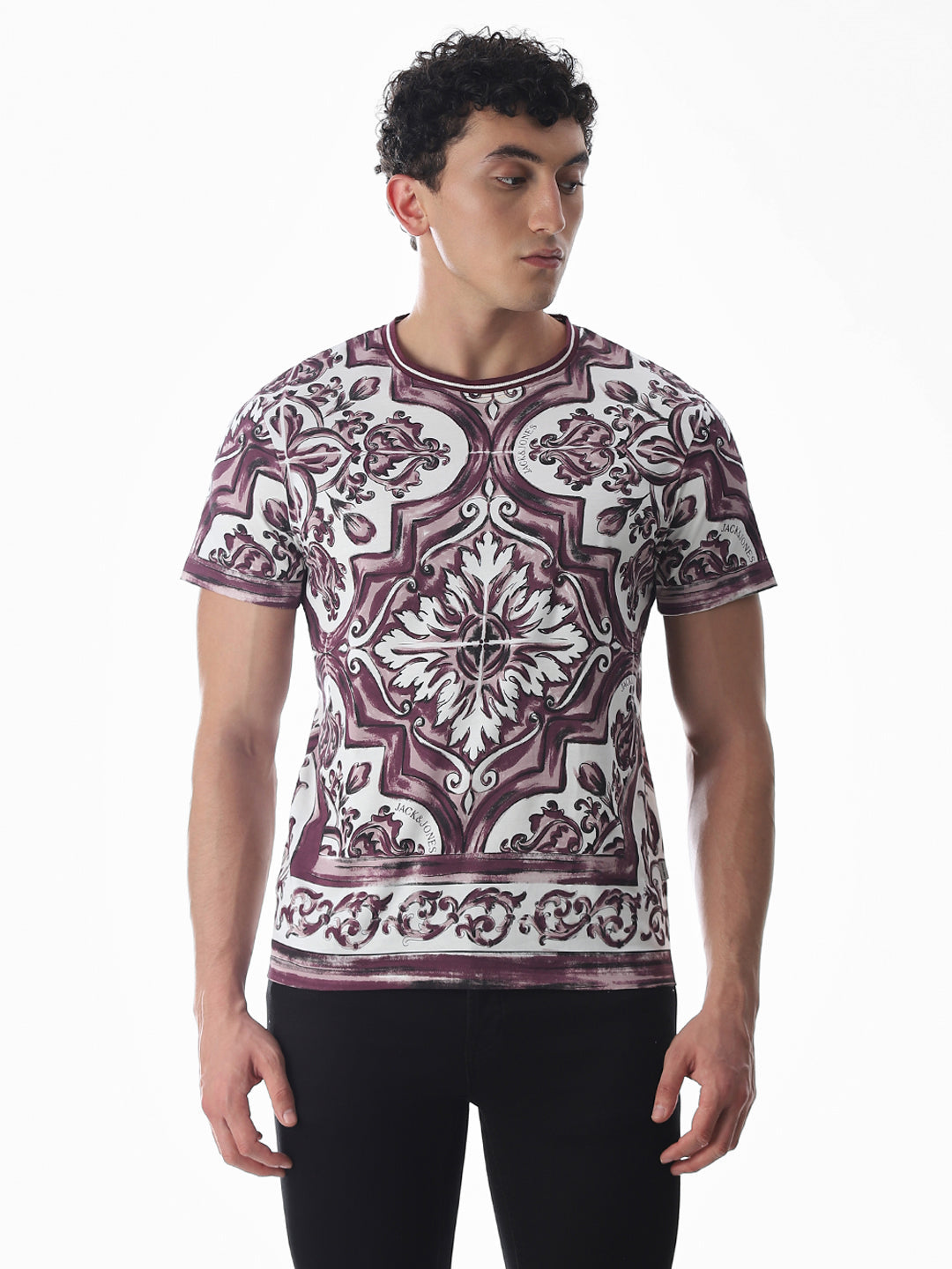 White Abstract Print T-shirt