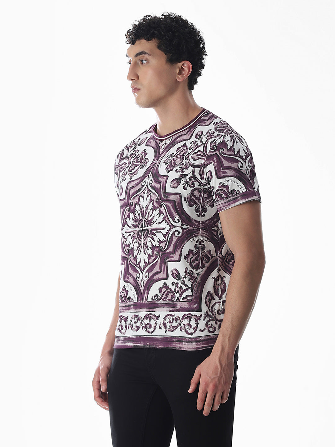 White Abstract Print T-shirt