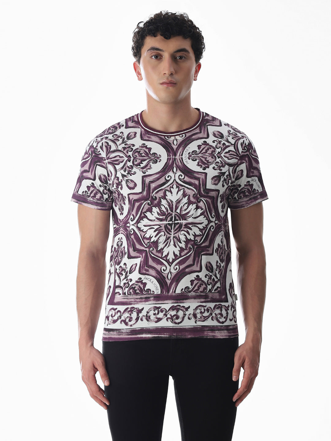White Abstract Print T-shirt