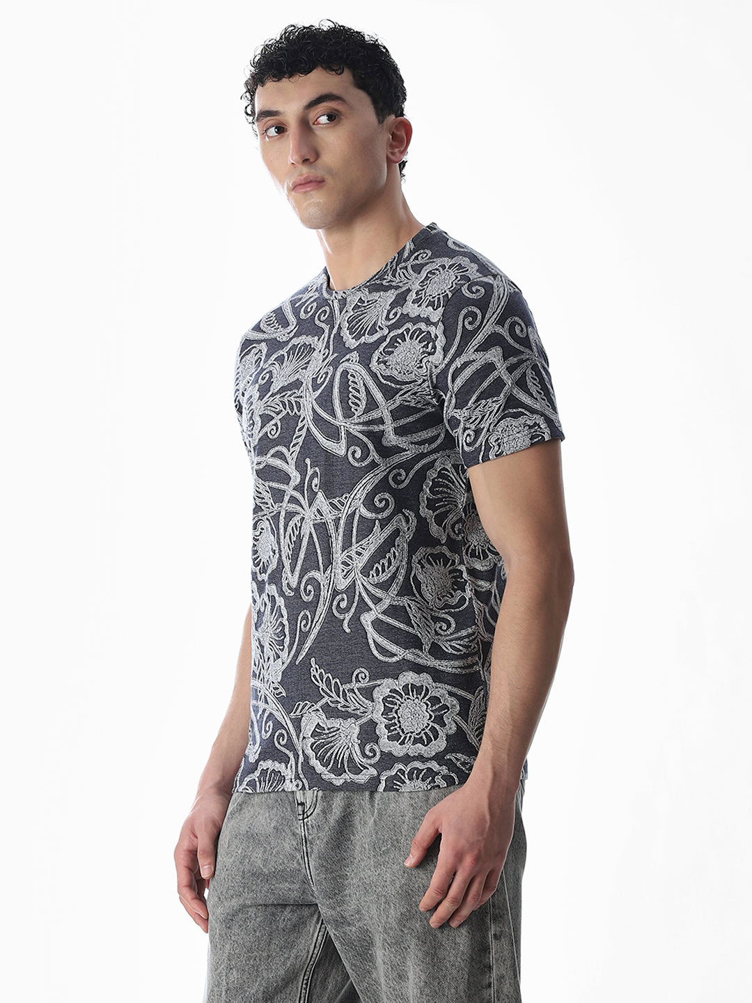 Jacquard Printed Cotton T-shirt