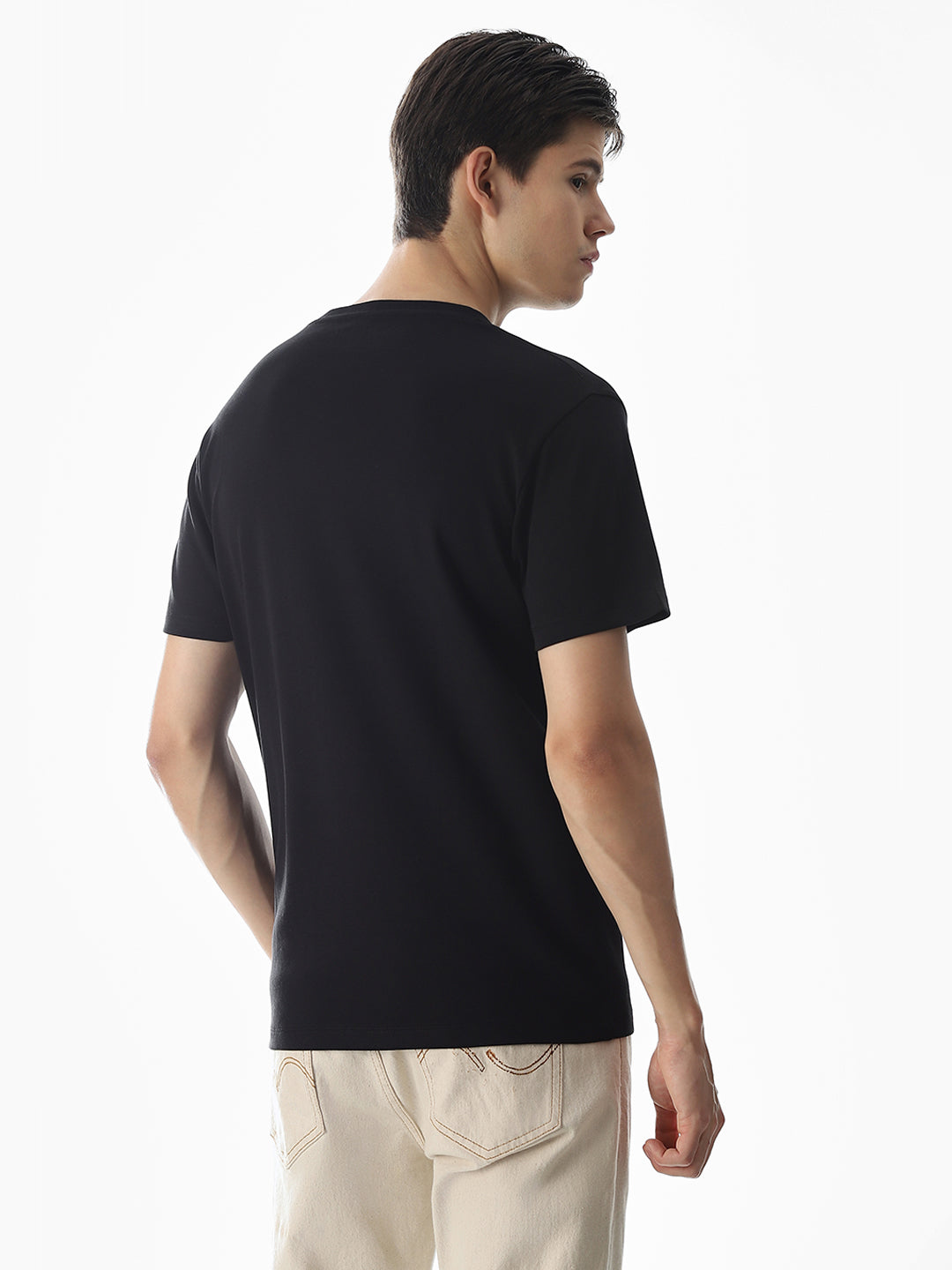 Black Embroidered Cotton T-shirt